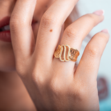Anel folhagem com cristais Ouro 18k 750 - Coleção Favo de Mel - 058024