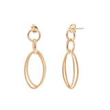 Brinco oval dupla ouro 18k - Coleção Asa de anjo - 058021