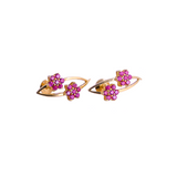 Brinco duas Flores de cristais de Ouro 18k 750 - Coleção Dália - 058038