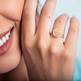Anel chuveiro Cristal de Ouro amarelo 18k com Cristais - Coleção Favo de Mel - 058015