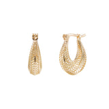 Brinco gota renda de ouro amarelo 18k - Coleção Favo de Mel - 058048